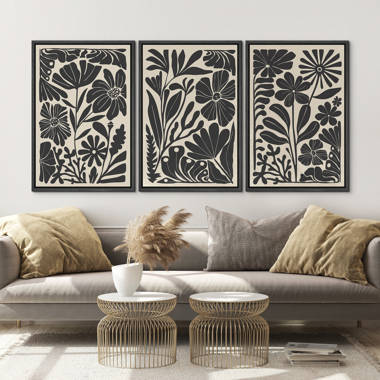 IDEA4WALL Black Botanical Floral Neutral Pictures by Henri Matisse 